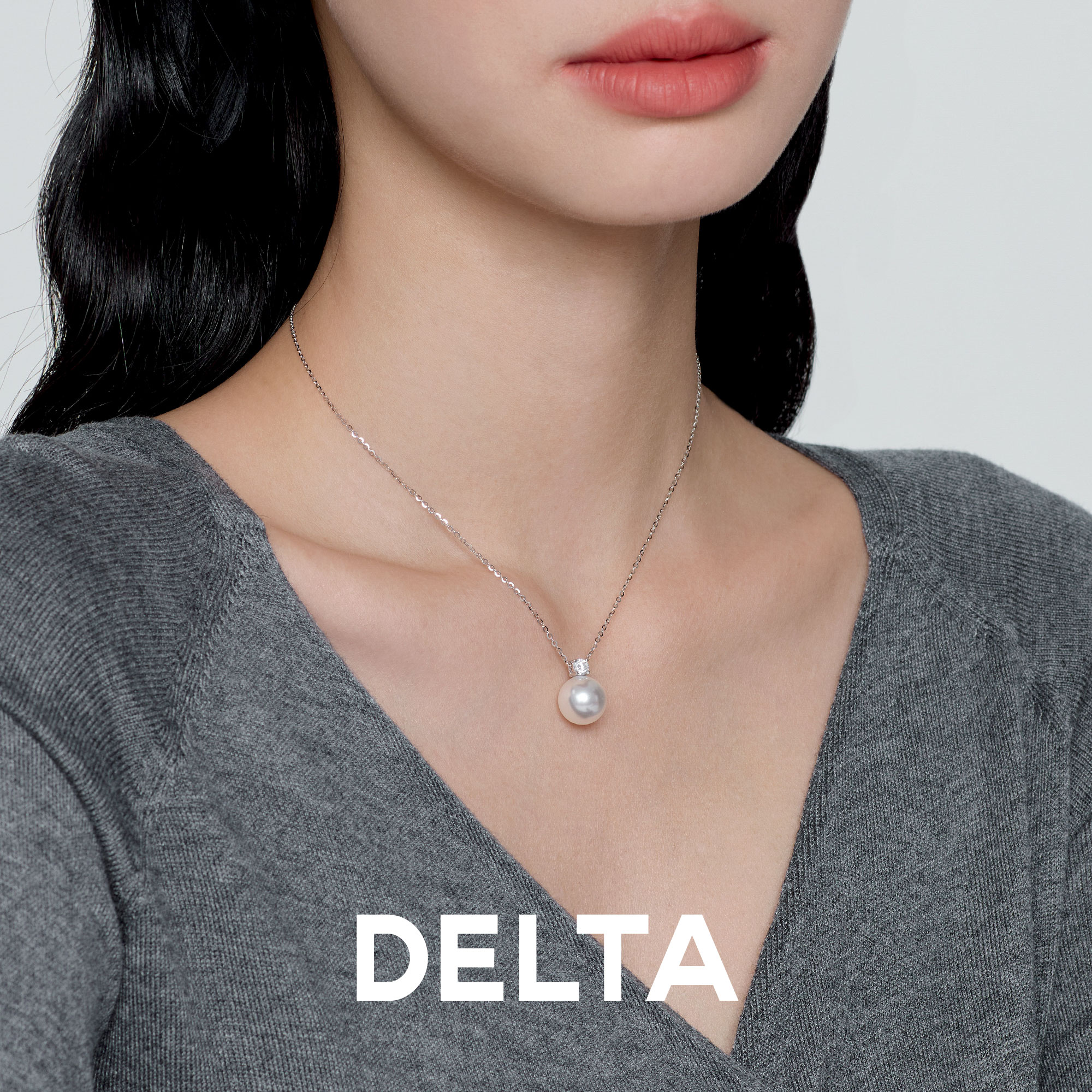 DELTA澳白珍珠s925纯银项链真多麻锁骨链女款高级感轻奢小众颈链 - 封面