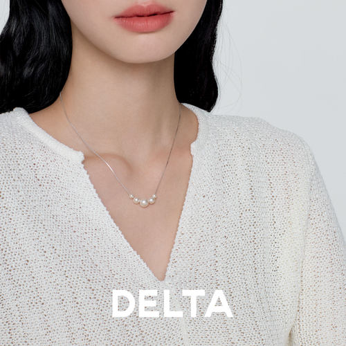DELTA微笑珍珠项链s925银锁骨链