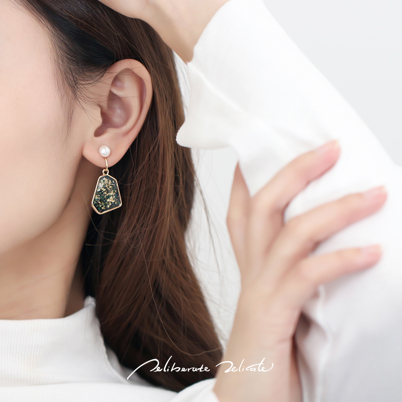 DELTA珍珠耳环蚊香盘耳夹包金女