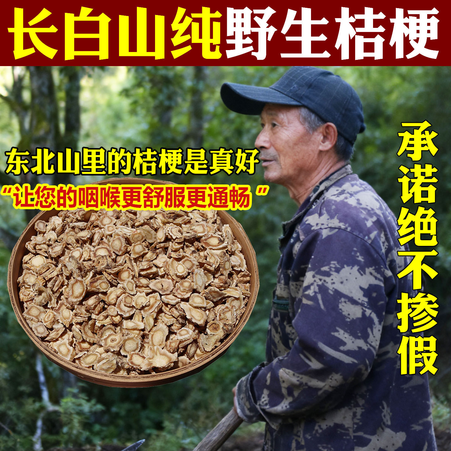 东北野生桔梗片中药材正宗长白山干桔梗无硫药用特级桔梗大片500g