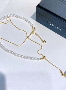 字形淡水珍珠项链女小米珠项饰