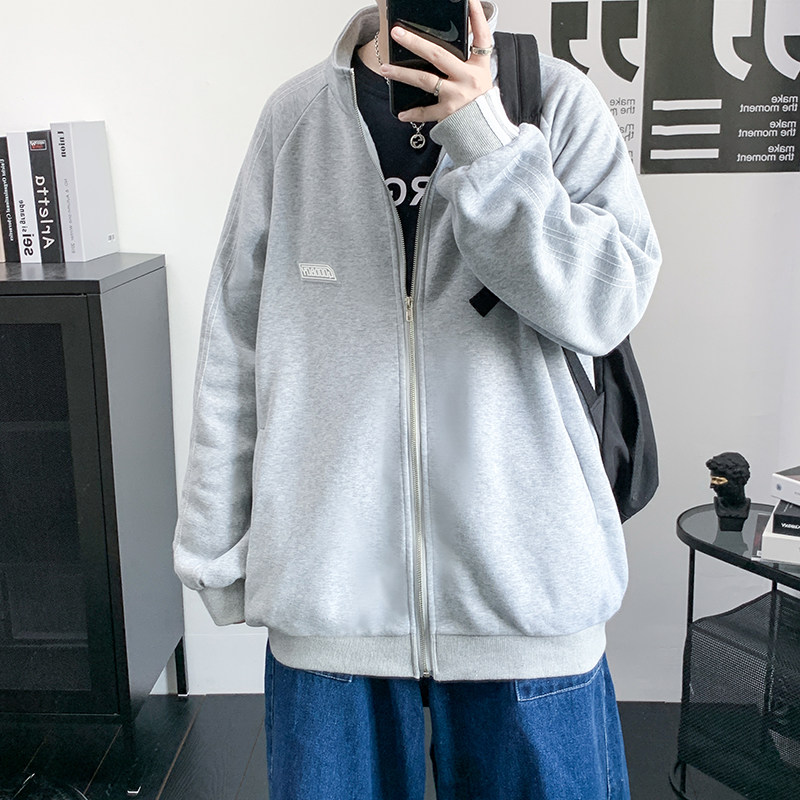 新款两色大码外穿立领夹克休闲情侣宽松卫衣213-1jk213p60有,男装夹克,星座213-1