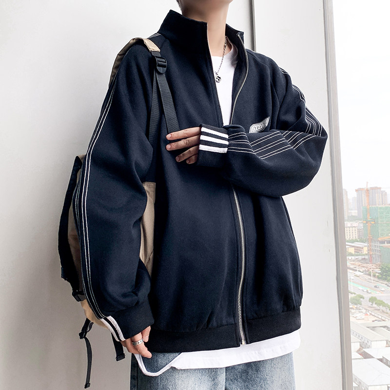 新款两色大码外穿立领夹克休闲情侣宽松卫衣213-1jk213p60有,男装夹克,星座213-1