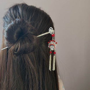 新中式如意流苏发簪国风扇形竹叶步摇盘发簪子高级感精致古风发饰