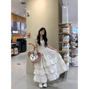 甜美连衣裙女夏季 法式 设计感小众温柔风公主蛋糕裙收腰蓬蓬长裙子