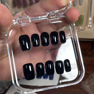 纯色纯手工穿戴高级ins短款贴片显白黑色美甲指甲可拆卸贴片指甲