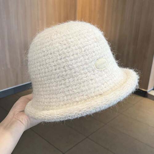 保暖帽子卷边针织水桶帽女秋冬季盆帽韩版气质显脸小毛线渔1008e