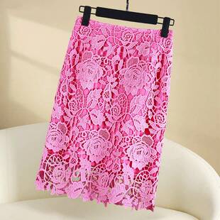 2026新款 蕾丝半身裙女春夏短裙显瘦A字裙百搭包臀裙气质中长0317r