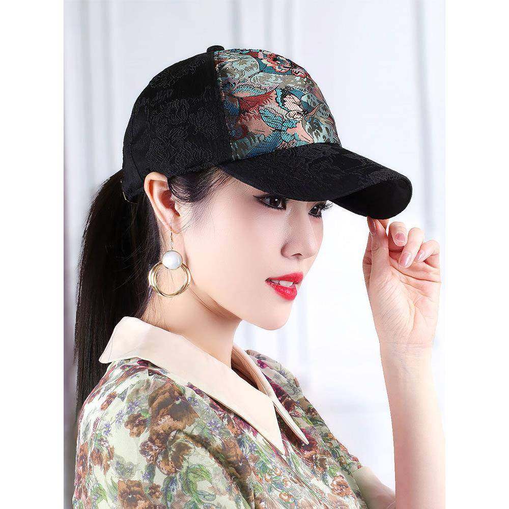 女春秋鸭舌帽子时尚民族风刺绣花朵棒球帽夏天扎马尾户外0119e,服饰配件/皮带/帽子/围巾,帽子,淘宝优惠券,粉丝福利购,淘宝优惠卷