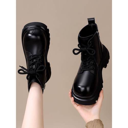 冬季厚底马丁靴女2026年季新款时尚洋气软底防滑增高加绒加1227u