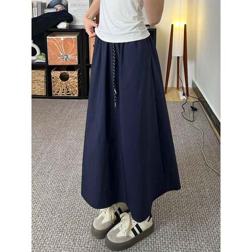 女裤秋冬藏色速干身裙女春新款大尺码胖高腰遮肚显瘦中长版a0922e