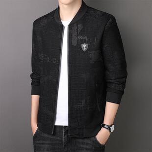 夹克男士春秋新款韩版潮流暗纹绣花外套棒球服修身大码高品1010e