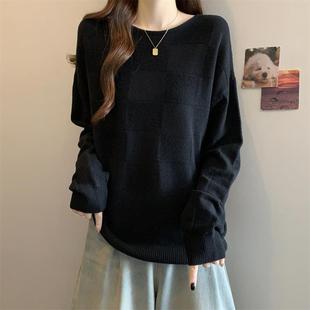 女秋冬新款 针织打底衫 减龄1008n 胖mm宽松遮肉显瘦圆领长袖 秋冬季