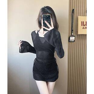 2026年新款 保守三件套小胸遮肚显瘦防晒0325r1 泡温泉泳衣女两件式