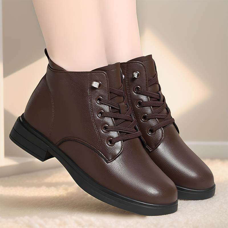 马丁靴秋冬季2025新款加绒皮鞋中年妈妈鞋子短靴保暖鞋低1029h