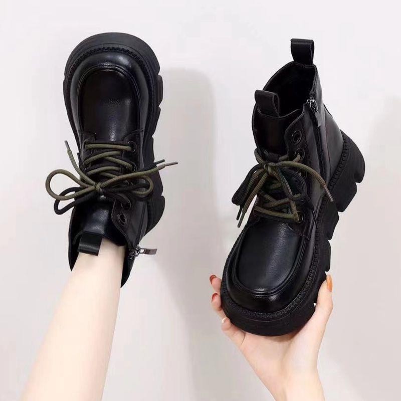 内增高马丁靴女英伦风2025年秋冬加绒厚底松糕鞋侧拉炼短靴1105n