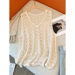 0322e 2026新背心大尺寸胖毫米无袖 针织背心秋季 外穿剪裁衬衫