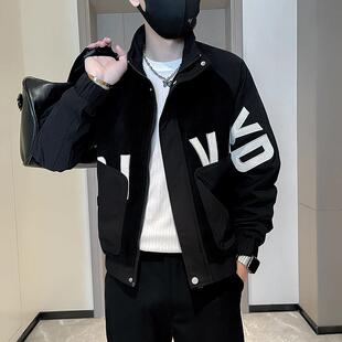 秋冬高级感拼接夹克外套男春潮牌痞帅衣服男款2026新款年短1007e