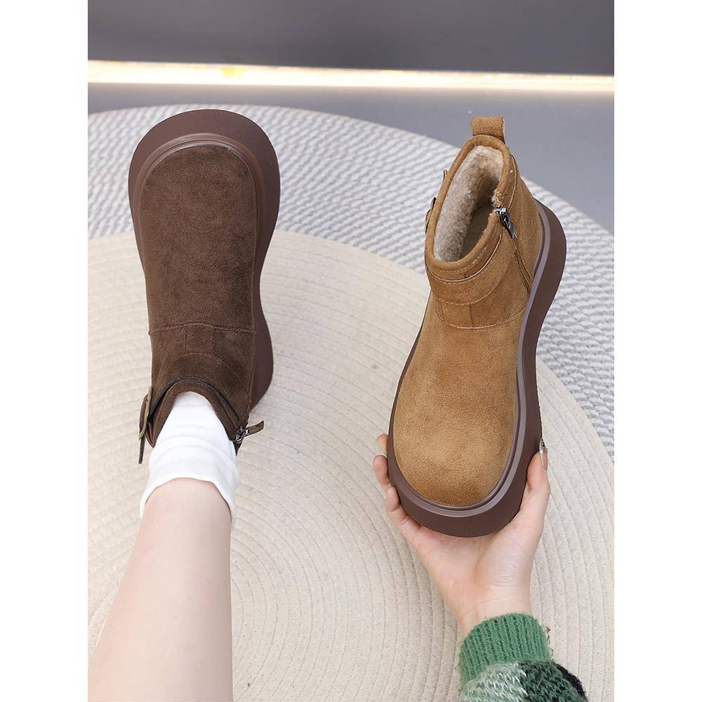 靴2025季新款保暖鞋加加厚轻便软底鞋勃肯短1201k