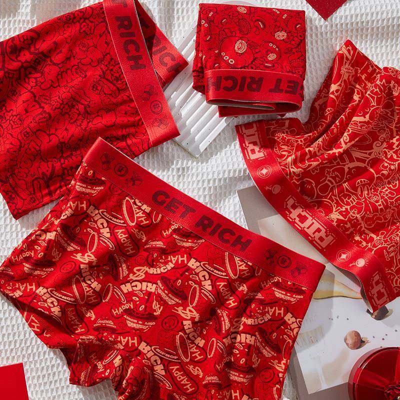 大红色内裤女本命年新款结婚男士年女平角喜庆中腰情侣短裤0120e,女士内衣/男士内衣/家居服,男平角内裤,淘宝优惠券,粉丝福利购,淘宝优惠卷