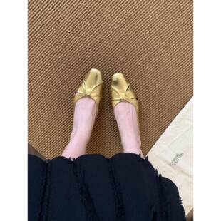 春夏法式气质色方头单鞋女鞋子2026新款春平底配裙子浅口通0312k