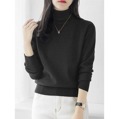 黑色加厚毛衣女款冬季2025新款时尚长袖针织衫大衣内搭高领1017u