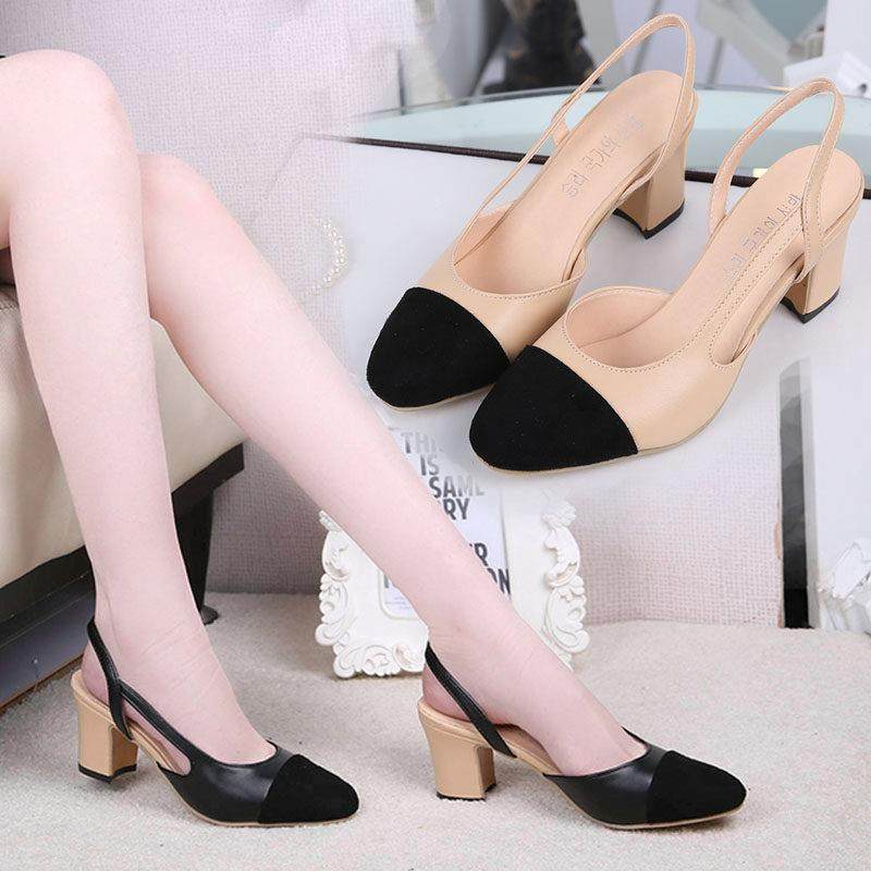 网红包头圆头色块侧镂空女式凉鞋夏日仙女小香平底鞋中跟高0123e,女鞋,乐福鞋（豆豆鞋）,淘宝优惠券,粉丝福利购,淘宝优惠卷