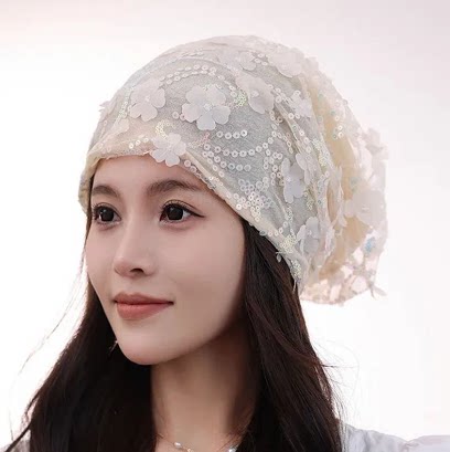 帽子女款春夏季蕾丝包头帽2026新款透气堆堆帽薄款遮白发帽0320r