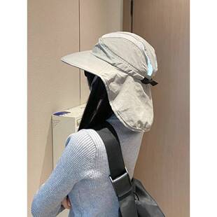 夏季颈部保护防晒帽妇女户外快干透气登山太阳帽季大沿0603z