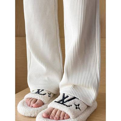 秋冬白色阔腿裤女小个子150显高高腰直筒加绒灯芯绒裤子1208u