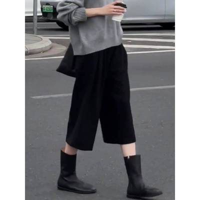 秋冬黑色七分西装裤女2025新款高腰垂感显瘦百搭休闲直筒阔1208u
