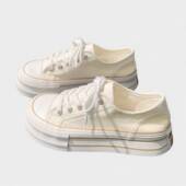 透气帆布鞋 春季 休闲百0206k 夏季 薄款 女小白鞋 芒果头厚底2026新款