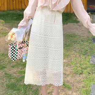 大尺码 裙子a字裙中长版 胖mm0317r 2026春夏新款 显瘦蕾丝半身裙女装