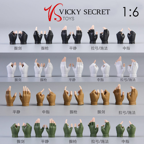 包胶素体VSTOYS半指手套手型1/6