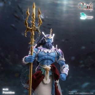 现货 晨风模玩 1/12 万国神话海皇波塞冬 MO3 可动兵人偶模型