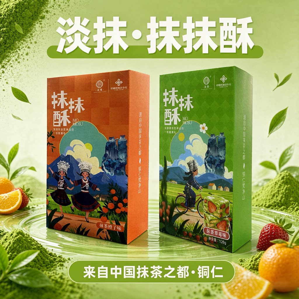 淡抹草莓味橙子味抹茶酥饼120g