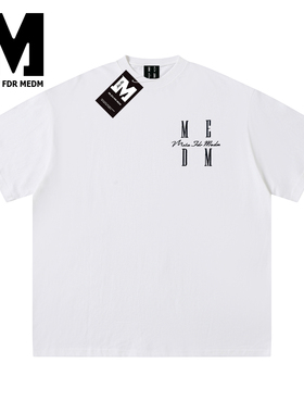 STA FDR MEDM美式高街风刺绣纯棉短袖T恤男黑色基础款宽松潮体恤
