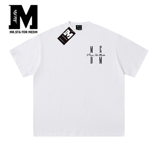 STA FDR MEDM美式高街风刺绣纯棉短袖T恤男黑色基础款宽松潮体恤