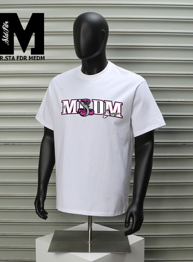 STA FDR MEDM美式高街风印花纯棉短袖T恤男女黑色宽松潮牌体恤