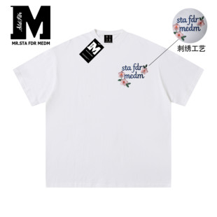 刺绣纯棉短袖 MEDM美式 T恤男士 女生黑色基础款 STA 宽松潮牌衫 FDR