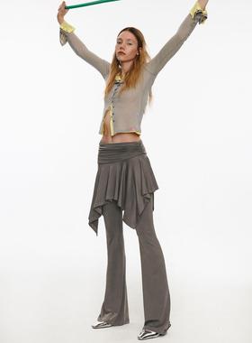 LUCENCY HTML23春夏低腰裙装喇叭瑜伽裤 显瘦显高运动休闲两穿