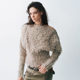 可调纽扣设计显瘦百搭通勤气质上衣 一字肩针织毛衫 LUCENCY AW25