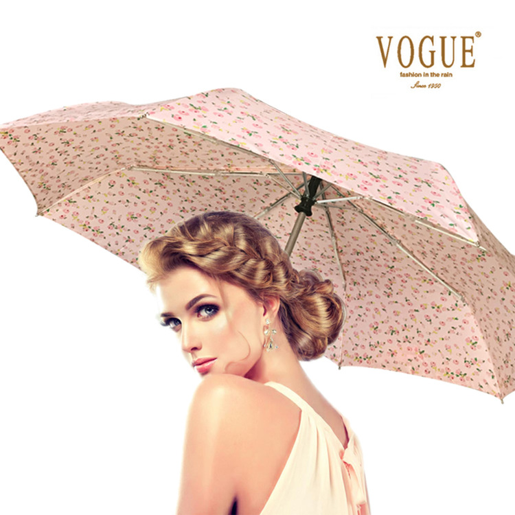 韩国VOGUE伞超轻五折碎花口袋迷你防晒防紫外线 少女心晴雨两用伞
