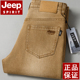 牛仔裤 秋冬厚款 高腰大码 JEEP吉普男士 宽松直筒弹力轻奢商务长裤 子
