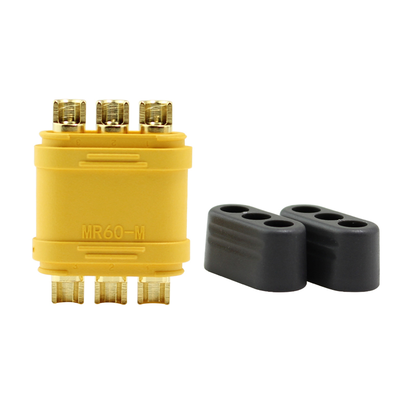 AMASS MR60插头航模电机电调连接头3芯3.5mm镀金插带护套