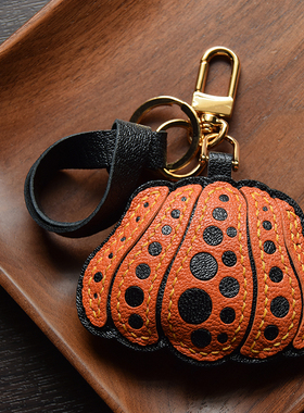 【MR夹子】波点南瓜原创纯手工真皮车钥匙包挂件小众潮搭礼物定制