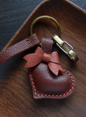 【MR夹子】原创手工缝alran法羊皮桃心包挂饰 车钥匙挂件女 礼物