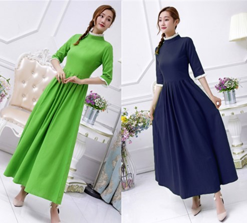 改良年轻旗袍低领中国风女装夏装新款文艺复古棉麻旗袍连衣裙茶服