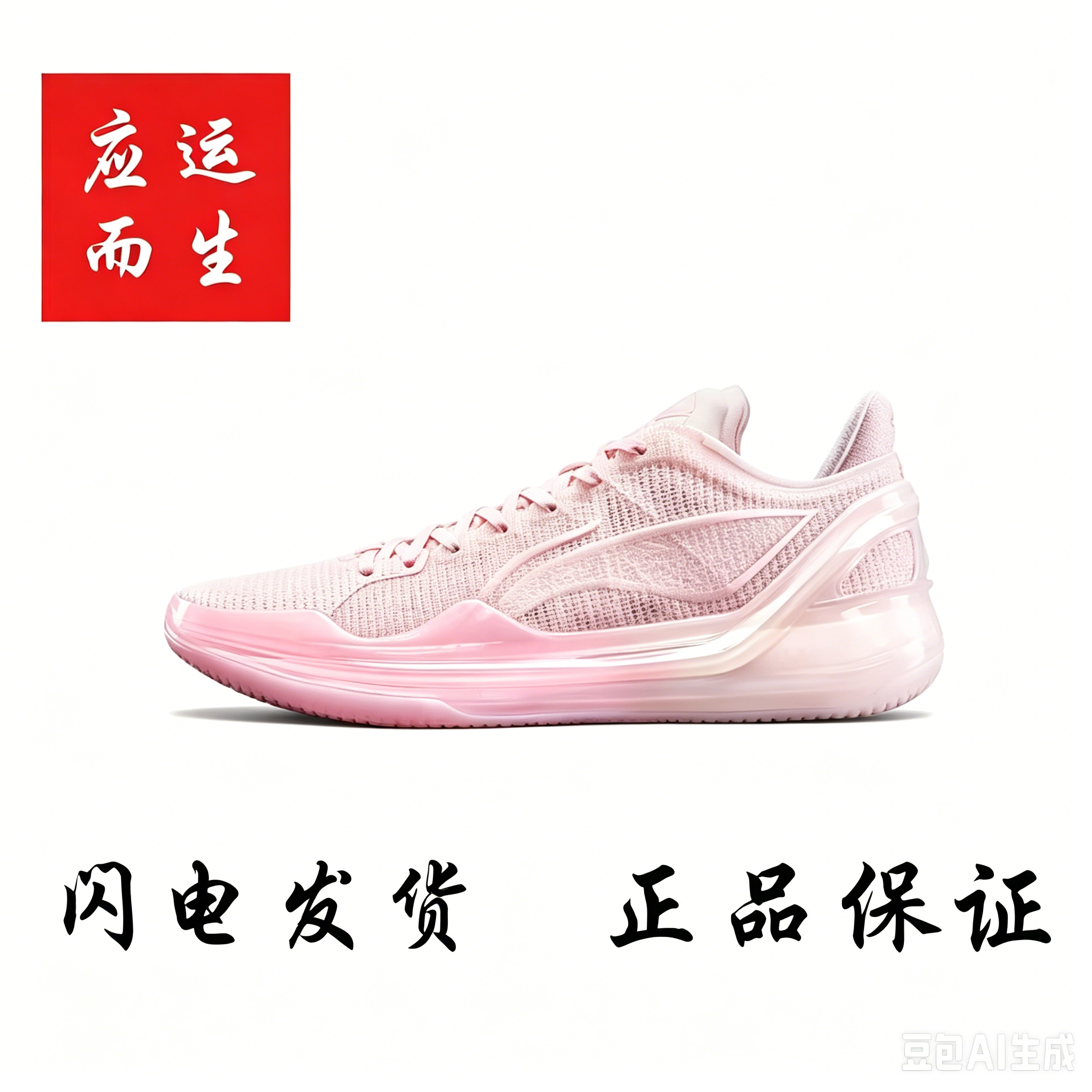 李宁利刃4v2樱花粉䨻科技低帮缓震回弹防滑耐磨实战球鞋ABAU037-3