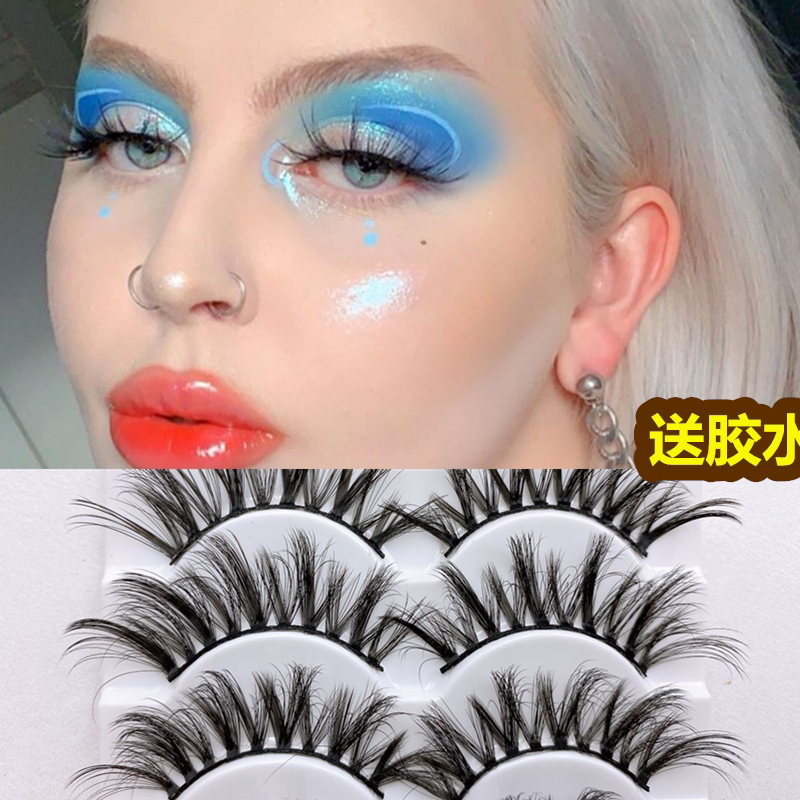 ins欧美妆风格纤长簇状假睫毛造型拍照网红立体舞台